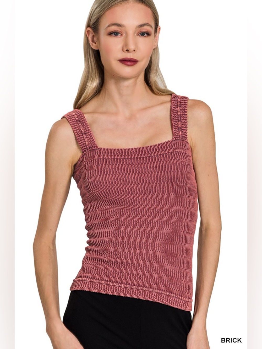Zenana Seamless Winkle Stone Washed Tank Top🆕